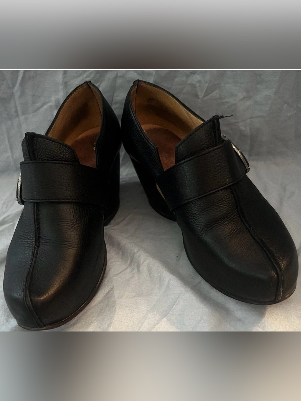 Gently Used Unique Black Leather John Fleuvog Platform Heels Size 7.5